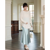 银座冷萃 冰丝长袖 娜娜 猫单 孕期穿搭孕妇装 春秋新款 半裙套装