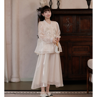 猫单洋气秋季新中式半裙两件套