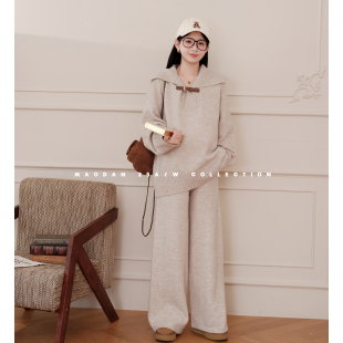 枫糖谣曲 上衣裤 娜娜 秋冬新韩系时尚 子 孕期穿搭孕妇套装 猫单