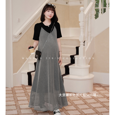 猫单夏季短袖吊带裙孕妇两件套装