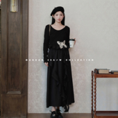 涩谷蝴蝶 新品 娜娜 秋季 复古休闲连衣裙 孕期穿搭孕妇装 猫单