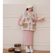 兔咪音符 时尚 孕妇装 猫单 冬季 新品 优雅甜美马甲连衣裙两件套装