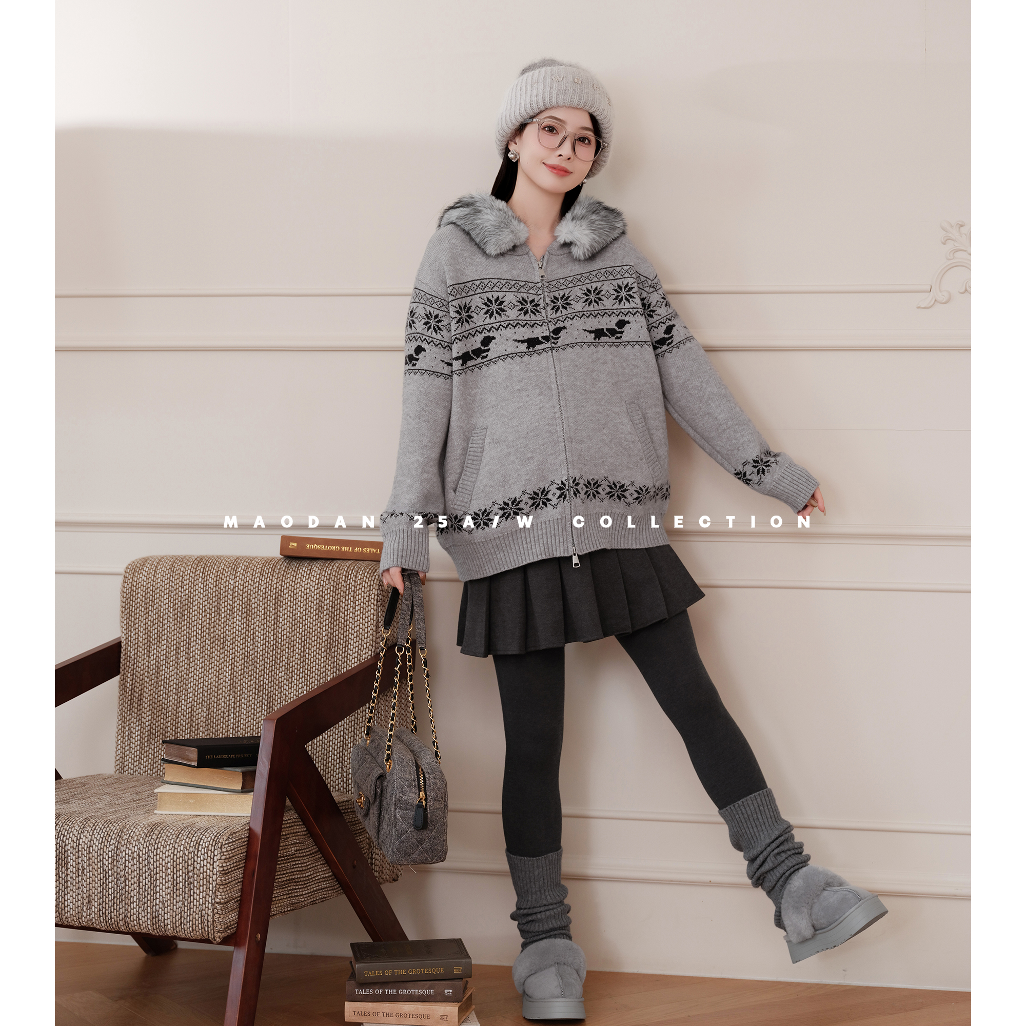 猫单【费尔岛雪夜】【棉】娜娜的孕期穿搭孕妇装秋冬新品半裙套装