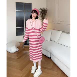 草莓牛乳 新款 娜娜 2025秋季 可哺乳 孕期穿搭针织连衣裙孕妇装