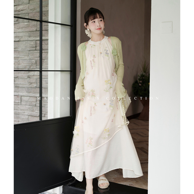 猫单仙女碎花纱裙夏季开衫连衣裙