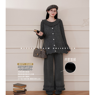 猫单【珍贝少女】【羊毛】娜娜的孕期穿搭孕妇装秋冬加绒裤三件套