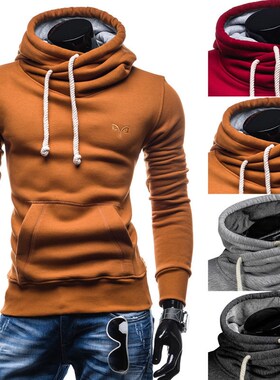 2018 spring solid color high collar loose hooded hoodie