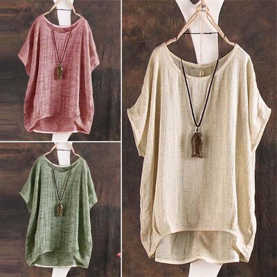 2018 Women plus big size cotton T-Shirt Casual Blouse Tops女