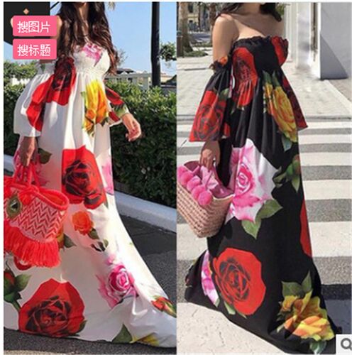 Womens Summer Boho Maxi Long Dress Evening Party Beach Dress-封面