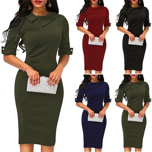New Women Pencil Office Dress black Slim OL Work Party Dress