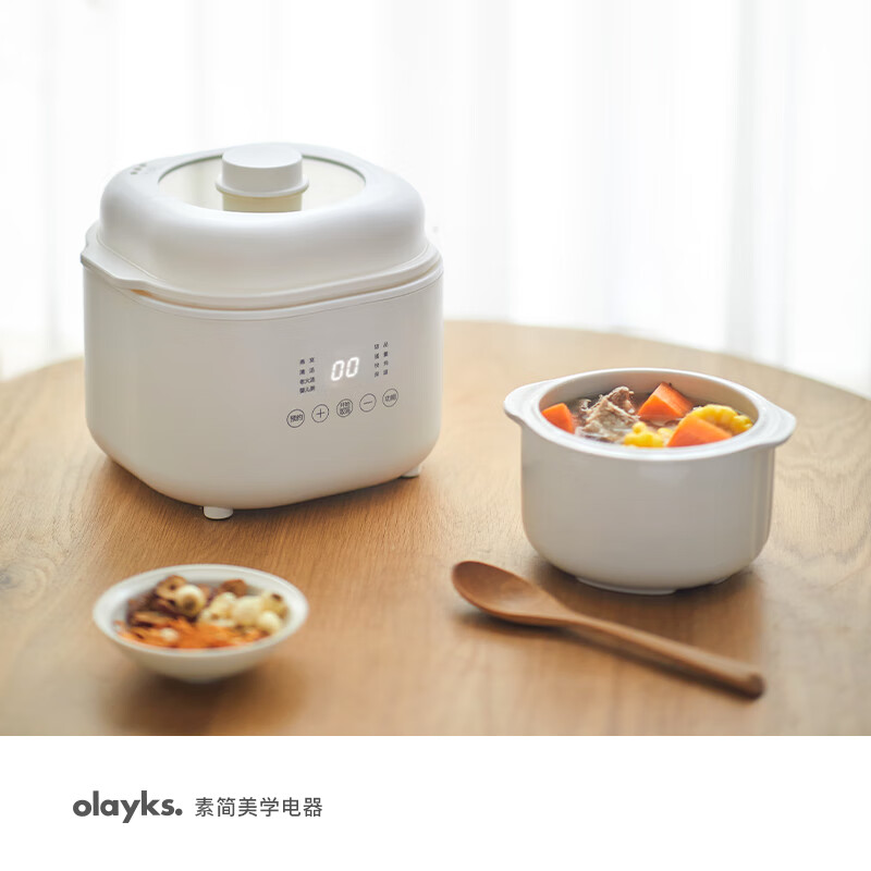 olayks立时自动电炖锅陶瓷煲汤家用小型辅食宝宝燕窝炖盅隔水炖