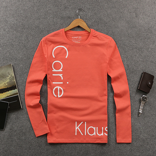 圆领t恤 男士 字母百搭打底衫 2024秋季 舒适修身 长袖 品质男装 潮 新款