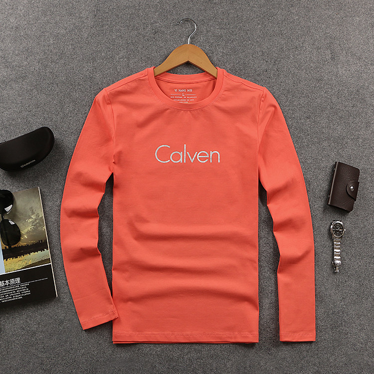 欧洲站简约百搭休闲弹力长袖t恤