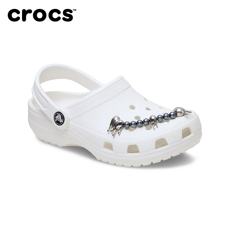檀健次同款Crocs卡骆驰配饰智必星洞洞鞋花 质感珍珠熔银链条