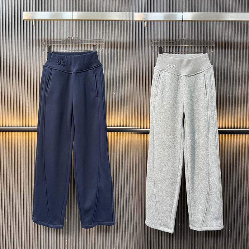 加厚加绒卫裤女冬季2025新款高腰垂感宽松休闲直筒微喇运动阔腿裤