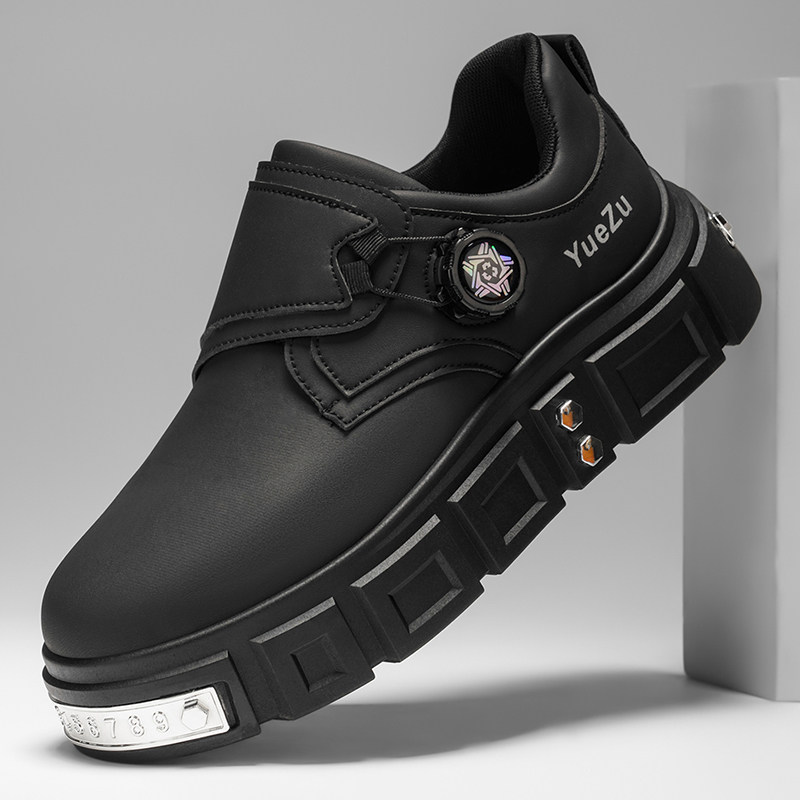 47特大码男鞋45百搭大头休闲皮鞋46旋转纽扣厚底增高德比时尚潮鞋