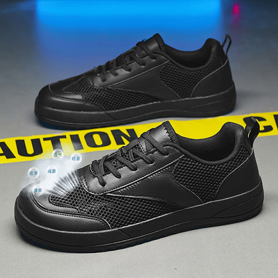大码全黑色网面透气运动休闲板鞋