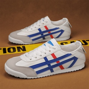 冢虎男鞋 运动休闲老虎鞋 秋季 白色皮面阿甘鞋 子 新款 tiger鬼家经典