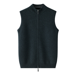 加厚保暖拉链纯色外套毛衣坎肩背心 冬季 100纯山羊绒开衫 马甲男士