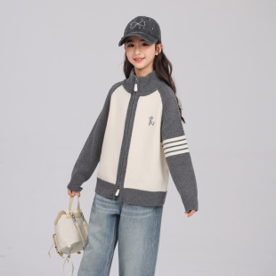 女童毛衣2026新款中大童针织高领开衫儿童女款春秋款韩系打底内搭