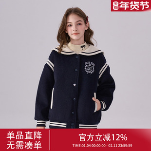 女童棒球服外套2025新款儿童洋气呢子童装女大童毛呢大衣短款冬装
