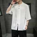 风t恤半袖盘扣休闲纯色潮流夏季T016-P60，男装T恤，星座815-1（原A203A）