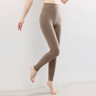 女纯色百搭外穿高腰下装 2025秋冬新款 加厚保暖100%纯山羊绒打底裤