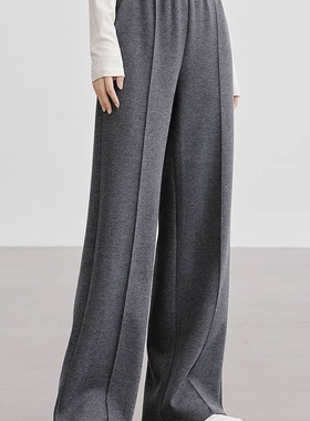25秋冬肌理感【羊毛醋酸】灰色休闲裤加厚直筒阔腿裤25608