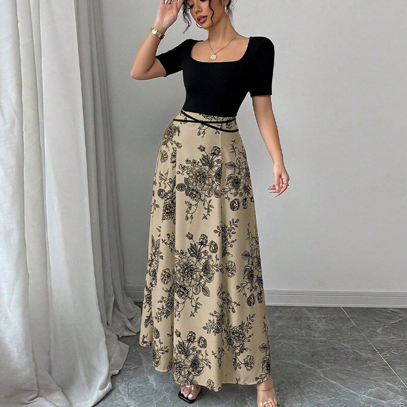 【新款】欧美跨境度假裙海边沙滩裙吊带连衣裙女2025夏季显瘦撞色