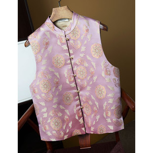 丝艺40姆真丝宋锦织金国风马甲年轻款提花新中式马夹2026新款春季