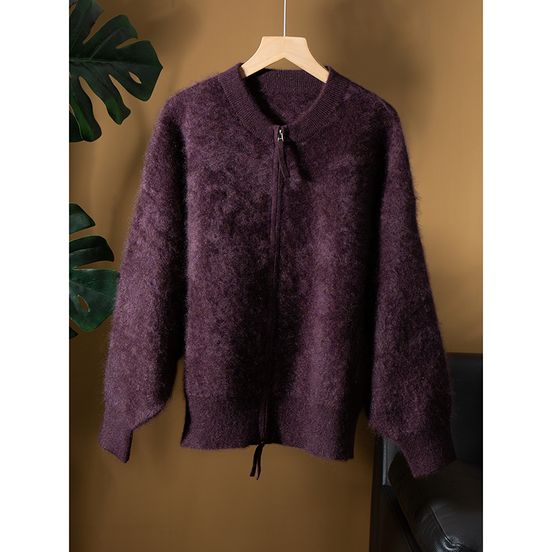 亏清100%纯羊绒衫加厚小山羊绒拉绒开衫双头拉链保暖针织毛衣外套