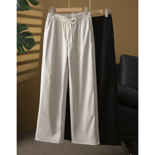 系带松紧腰羽绒裤 保暖加厚加绒宽松直筒裤 女冬季 丝艺90鹅绒阔腿裤