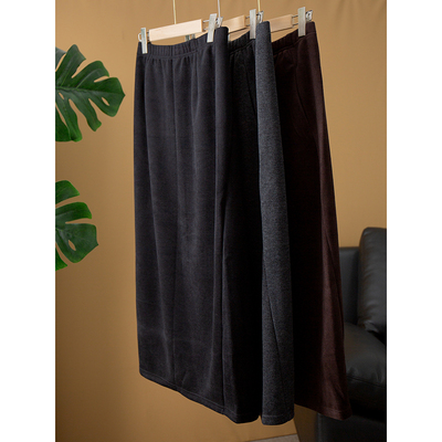 丝艺 羊毛醋酸混纺半裙松紧腰直筒半身裙百搭高腰显瘦毛呢半裙秋