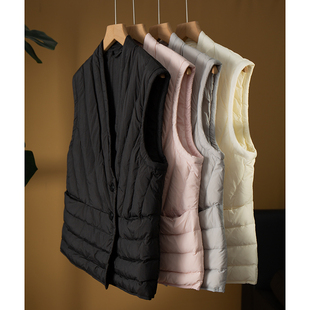 丝艺 90白鸭绒羽绒马甲女宽松显瘦轻薄保暖防水鸭绒服马夹外套冬