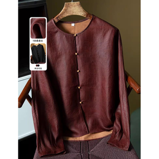 丝艺 轻奢100%桑蚕丝红云缎老龟真丝外套女宽松香云纱开衫上衣春