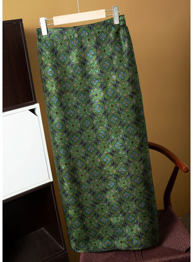 丝艺 真丝透孔绞罗香云纱半裙100%桑蚕丝松紧腰长裙女a字包臀桶裙