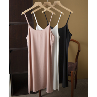 真丝吊带裙100%桑蚕丝双绉连衣裙纯色衬裙打底裙丝绸睡裙夏