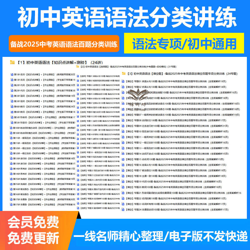 新版初中考英语语法专项训练题电子版中考专题知识点讲解总结试卷练习题教师版学生版含答案可修改可打印全国通用