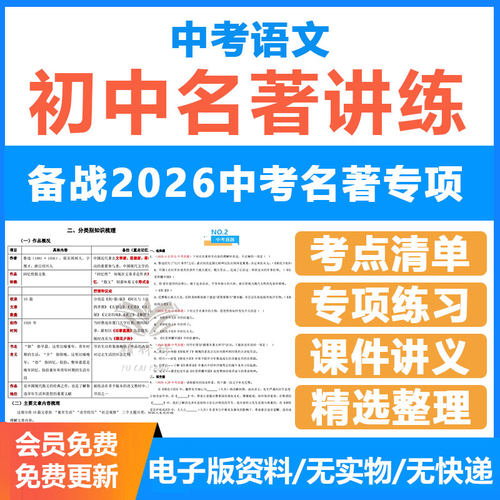 2026初中必读名著十二本知识考点全归纳中考真题专项练习复习讲义课件PPT艾青诗选水浒传简爱红岩林海雪原朝花夕拾西游记电子版