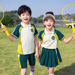 短袖 小学生英伦春秋装 儿童夏季 幼儿园园服运动会套装 绿色班服校服