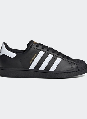 adidas阿迪达斯SUPERSTAR秋季贝壳头金标黑色板鞋EG4959