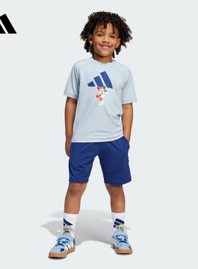 adidas阿迪达斯官方运动2025夏男小童短袖套装 JF3621