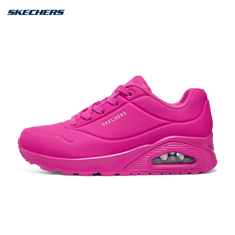 Skechers斯凯奇减震运动休闲鞋2024春秋新款玫红色女鞋73667