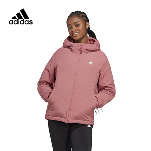 Adidas阿迪达斯女款棉衣2023年春新款运动保暖短款连帽上衣HM2266