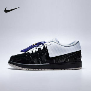 NIKE耐克女鞋Air Jordan 1 Low细条纹轻盈缓震运动鞋IR7554-001