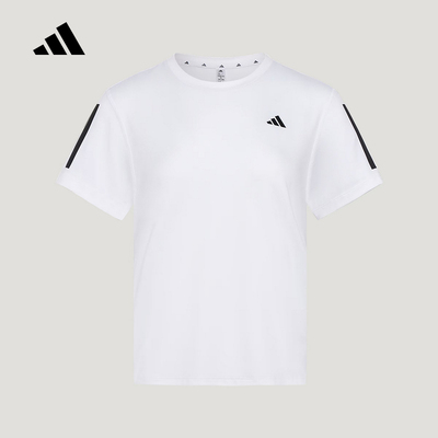 adidas阿迪达斯2026夏女三条纹圆领速干运动短袖T恤健身服 KU8746