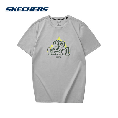 Skechers斯凯奇男士T恤短袖情侣男户外运动针织T恤 L224M005/022D