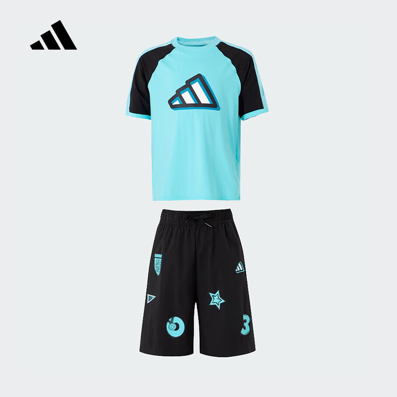adidas阿迪达斯官方运动2025夏男小童短袖套装 JM3429