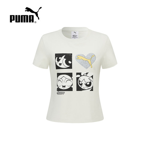 PUMA彪马飞天小女警联名夏季女修身短款休闲印花短袖T恤637468-82