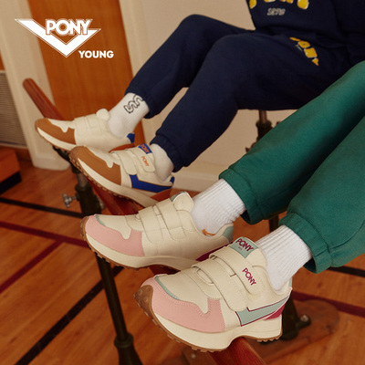 PONY男女童2025年秋新款经典跑步鞋黑灰色休闲运动鞋233K1SO52BK
